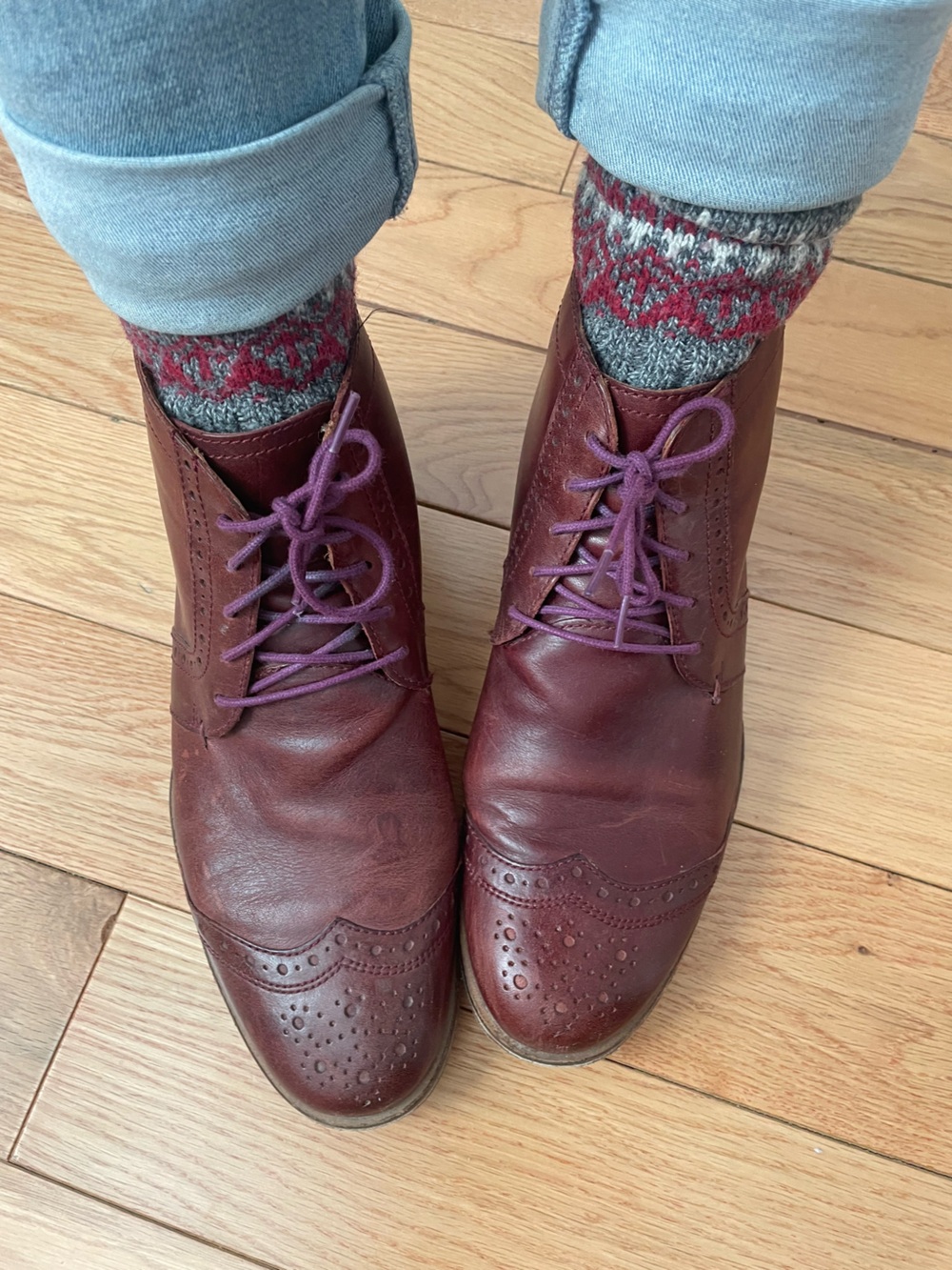 Burgundy Leather Wingtip Oxfords/ Brogues